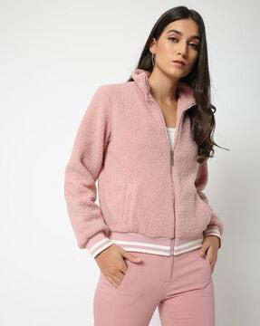Boucle Zip-Front Jacket with Pockets