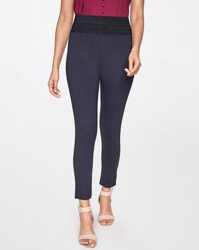 Mid-Rise Pants with Elasticated Waistband