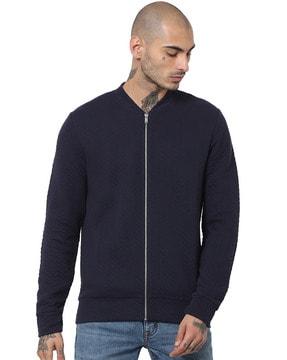 Zip-Front Sweatshirt with Ribbed Hem
