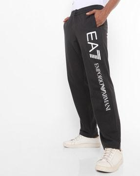 Straight Track Pants with Contrast Vertical Maxi Logo