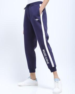 Mid-Rise Ankle-Length Joggers with Elasticated Drawstring Waist