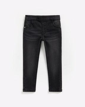 Washed Jeggings with Semi-Elasticated Waist