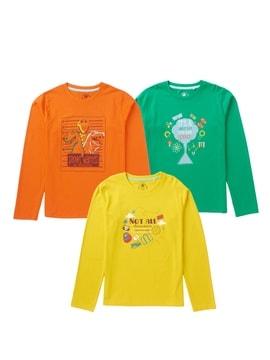 Pack of 3 Printed Crew-Neck T-shirts