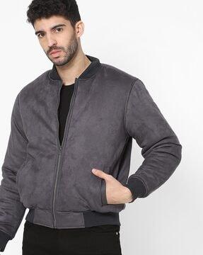 Slim Fit Bomber Jacket with Insert Pockets
