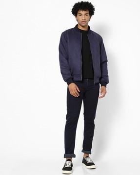 Slim Fit Bomber Jacket with Insert Pockets