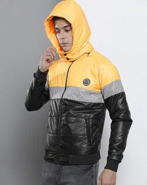 Slim Fit Biker Jacket with Detachable Hood