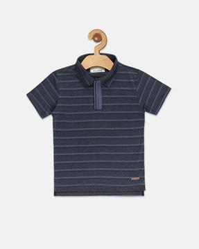 Striped Zip-Front Polo T-shirt
