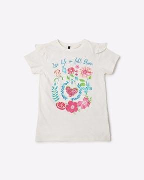 Graphic Print T-shirt with Sequin Embellishments