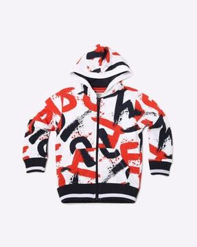 graphic-print-zip-front-hoodie