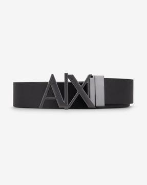 Reversible Leather Belt with Logo Buckle