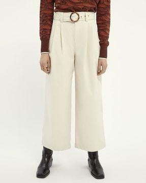 Ankle-Length Pleated Wide Leg Pants