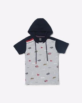 Printed Hooded T-shirt