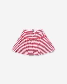 Striped Crinkled Flared Skirt