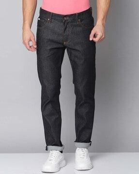 Lightly Washed Tapered Jeans with 5-pocket Styling