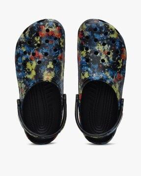 Abstract Print Clogs with Cutouts