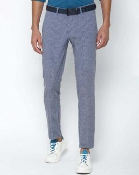 Checked Mid-Rise Flat-Front Trousers