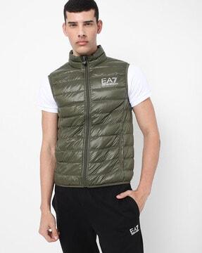 front-zip-sleeveless-down-waistcoat-with-contrast-logo
