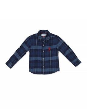 Checked Shirt with Logo Embroidery
