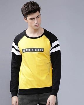 Colourblock Slim Fit Crew-Neck Sweatshirt