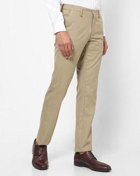 Textured Flat-Front Slim Fit Trousers