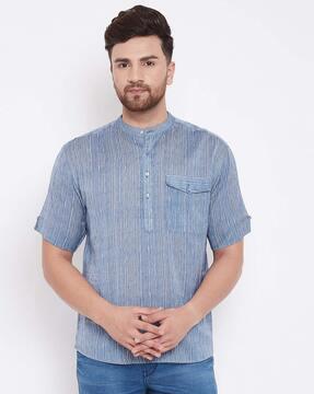 striped-short-kurta-with-buttoned-patch-pocket