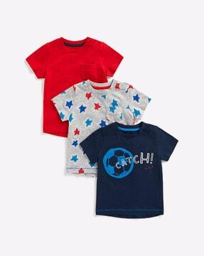 Pack of 3 Printed Round-Neck T-shirts