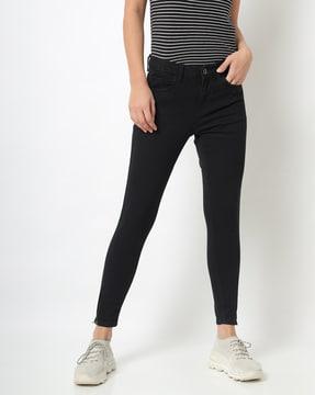 Mid-Rise Skinny Jeans with Ankle Zippers