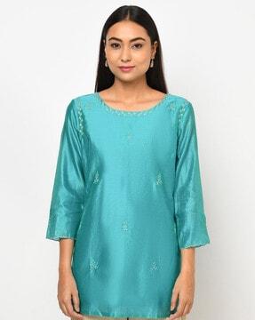 Embroidered Round-Neck Tunic