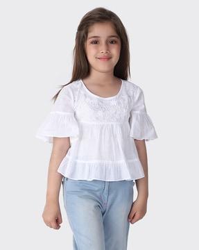 Floral Embroidered Cotton Top