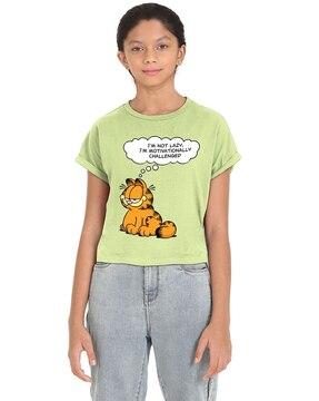 Garfield Print Round-Neck T-Shirt