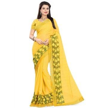 Chiffon Floral Grass Work Saree With Blouse