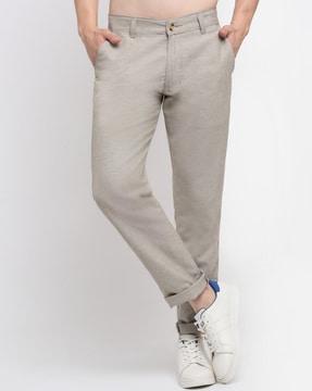 Striped Relaxed Fit Flat-Front Chinos