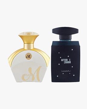 Maryaj M White For Her Eau De Parfum Floral Fruity Perfume For Women & Maryaj After Dark Eau De Parfum Woody Aromatic Perfume For Men
