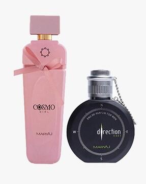Maryaj Cosmo Girl Eau De Parfum Floral Powdery Perfume For Women & Maryaj Direction East Eau De Parfum Citrus Spicy Perfume For Men