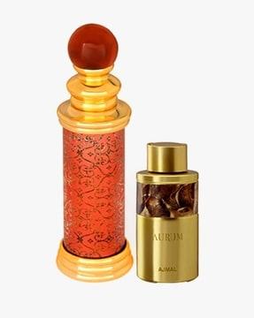 Classic Oud Concentrated Perfume Oil Woody Oudh Alcohol-Free Attar For Unisex And Aurum Concentrated Perfume Oil Fruity Floral Alcohol-Free Attar For Women + 2 Parfum Testers