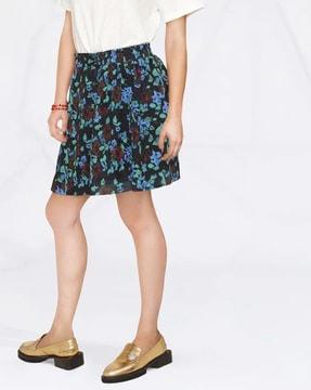 Floral Print Smock A-line Mini Skirt
