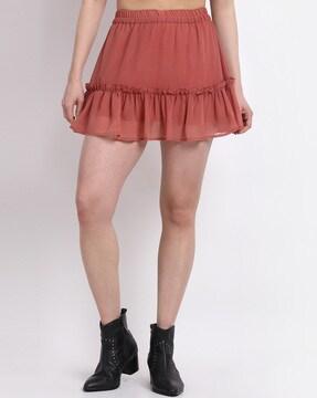 Tiered Skirt with Elasticated Waistband