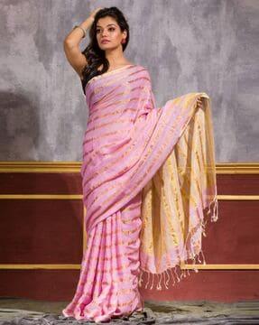 Striped Traditional Saree with Tassels
