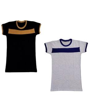 Pack of 2 Colourblock Round-Neck T-shirts