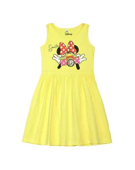 Minnie Mouse Print Cotton A-line Dress