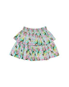 Tropical Print Tiered Skirt