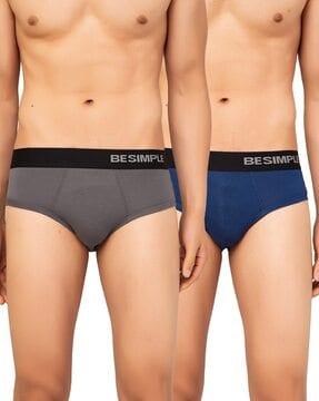 Pack of 2 Briefs with Elasticated Waist