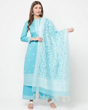 3-piece Woven Unstitched Dress Material with Dupatta