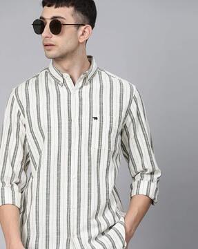 striped-button-down-collar-shirt