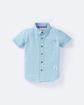 Checked Cotton Shirt with Patch Pocket