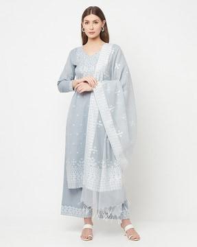 Chikankari 3-piece Unstitched Dress Material
