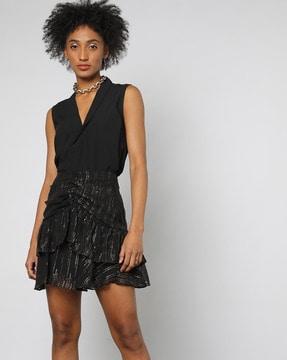 Women Embellished Black Tiered Skirt