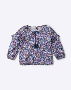 Floral Print Top with Tie-Up