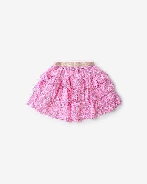 Girls Floral Print Flared Skirts
