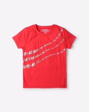Typographic Print Round-Neck T-shirt